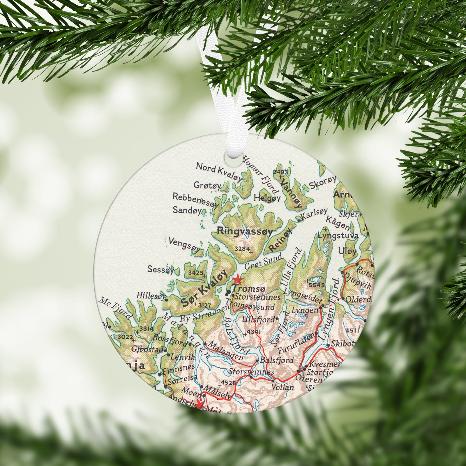 Tromso Norway Vintage Map Ornament
