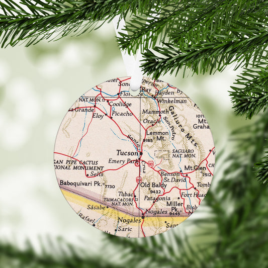 Tucson Arizona Vintage Map Ornament