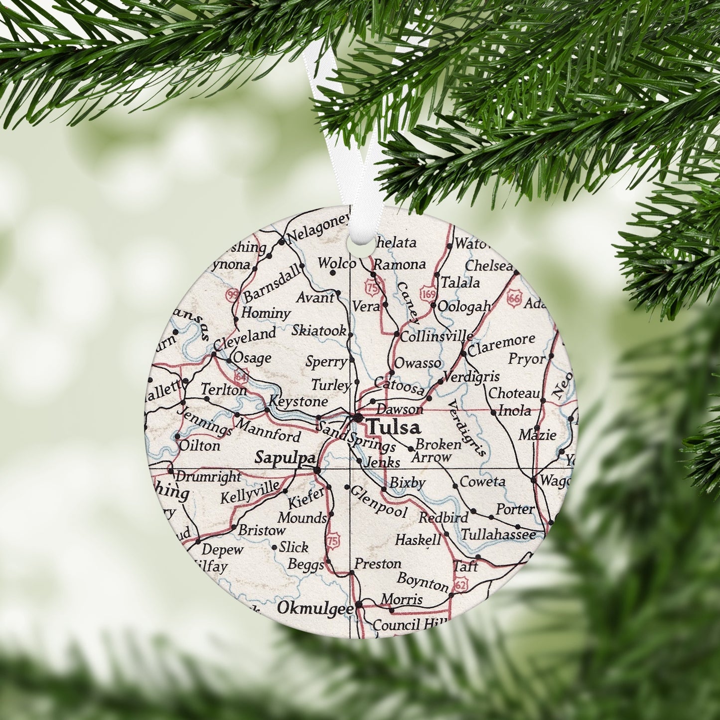 Tulsa Oklahoma Vintage Map Ornament