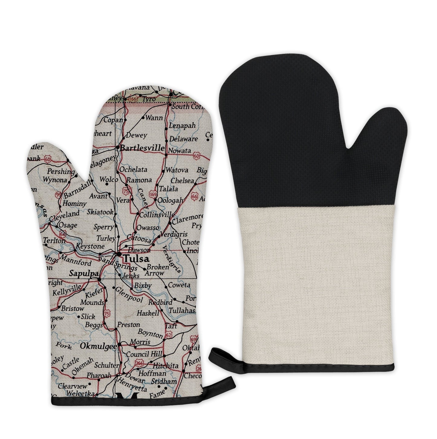 Tulsa, Oklahoma Map Oven Mitt | Vintage-Inspired Kitchen Gift