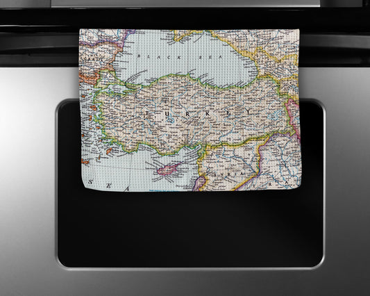 Turkey Map Tea Towel | Waffle-Weave Kitchen Towel Gift