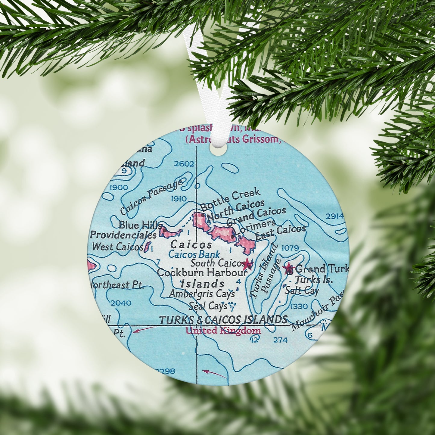 Turks and Caicos Vintage Map Ornament