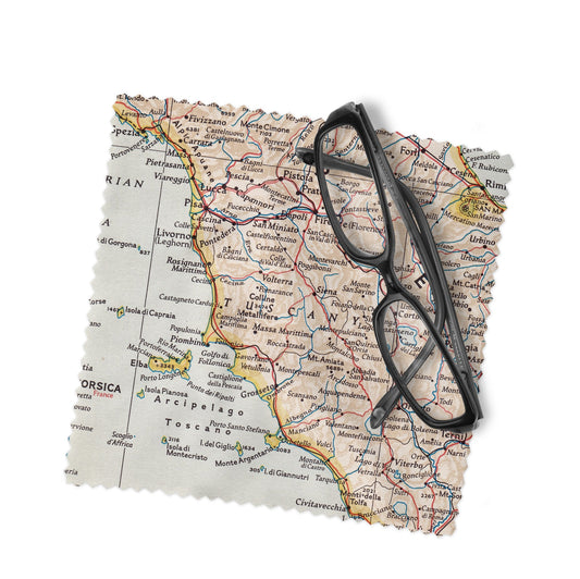 Tuscany Italy Map Lens Cloth | Microfiber Glasses Cleaner | Travel Gift