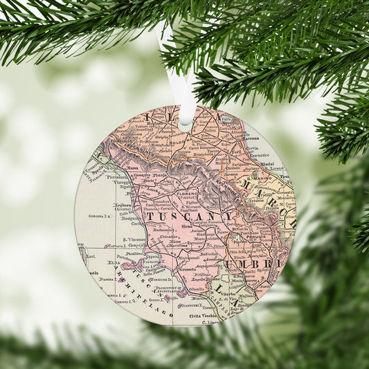 Tuscany Italy Vintage Map Ornament