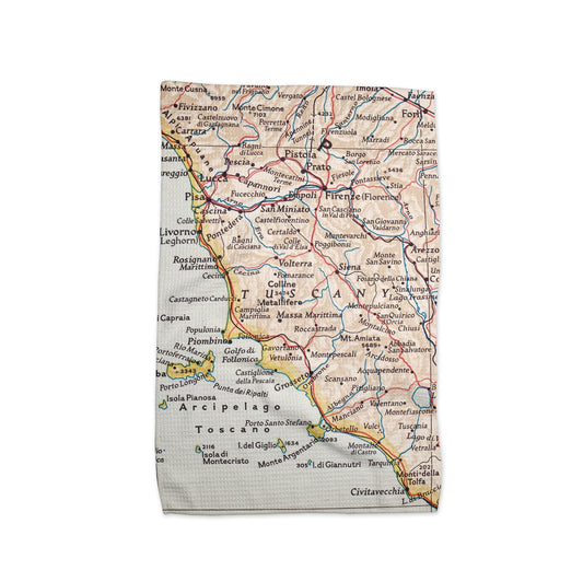 Tuscany Italy Map Tea Towel | Waffle-Weave Kitchen Towel Gift