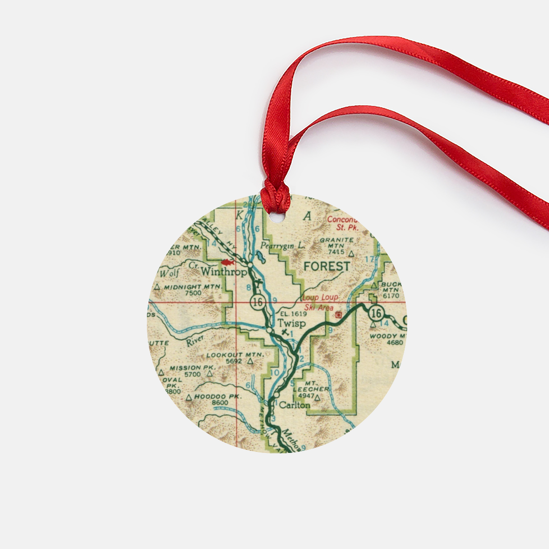 Twisp Washington Vintage Map Ornament