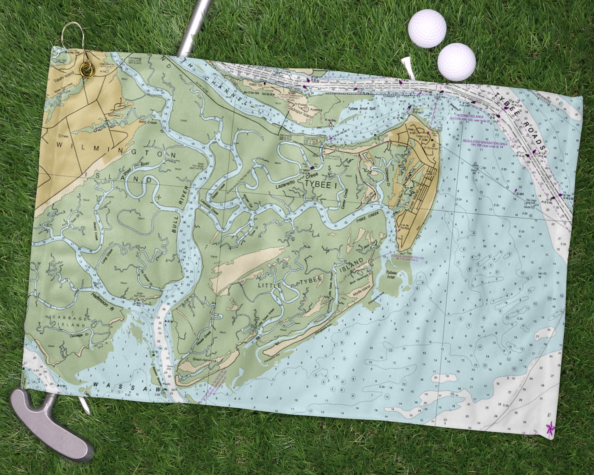 Tybee Island Georgia golf towel primary image