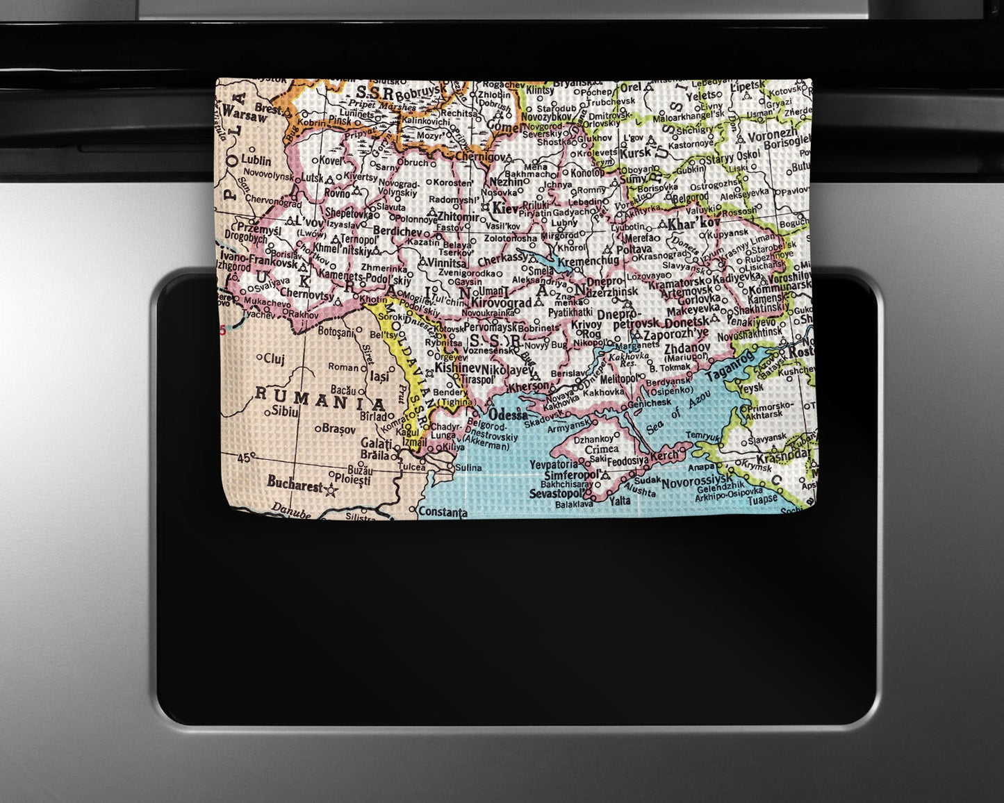 Ukraine Map Tea Towel | Waffle-Weave Kitchen Towel Gift