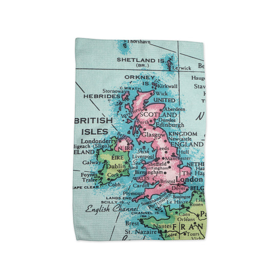 British Isles Map Tea Towel | Waffle-Weave Kitchen Towel Gift