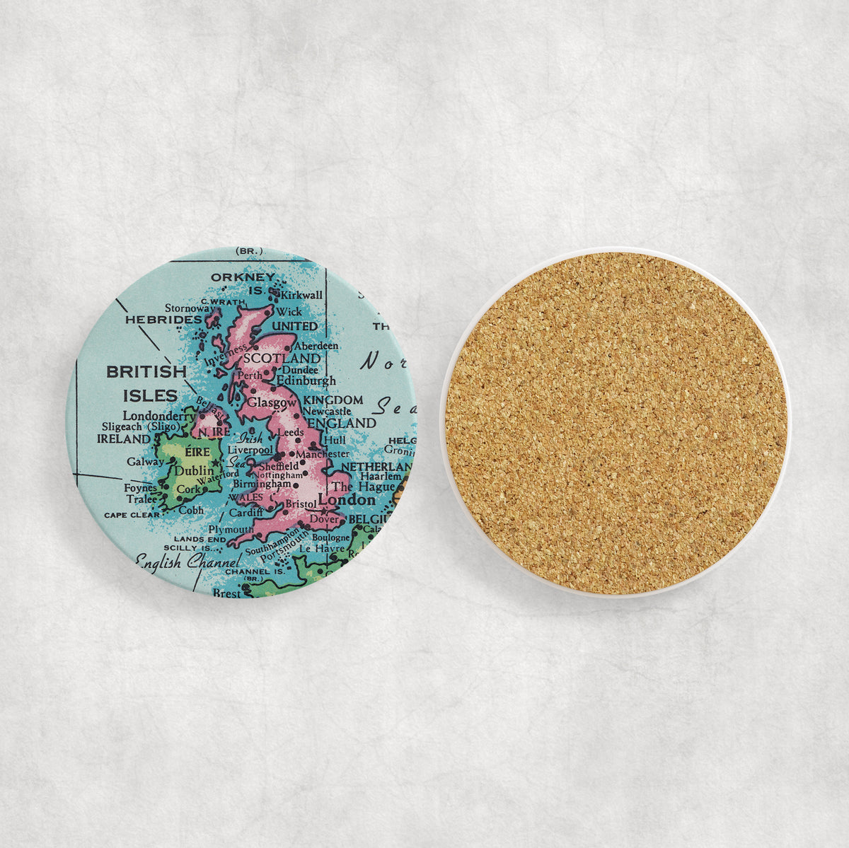 British Isles Vintage Map Ceramic Coaster Set of 4