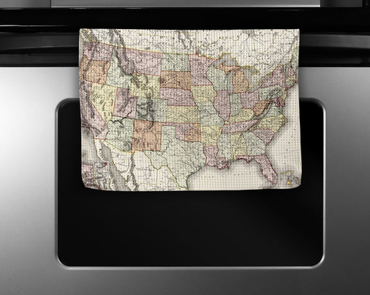 United States Vintage Map Kitchen Towel Americana