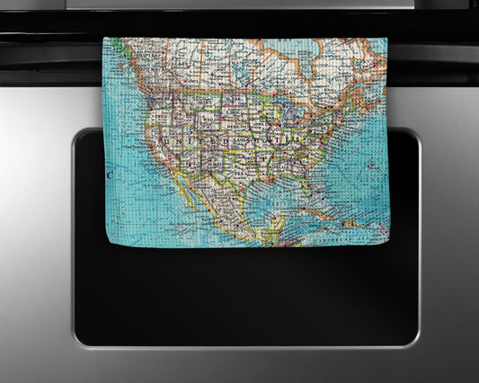 United States Map Tea Towel | Waffle-Weave Kitchen Towel Gift