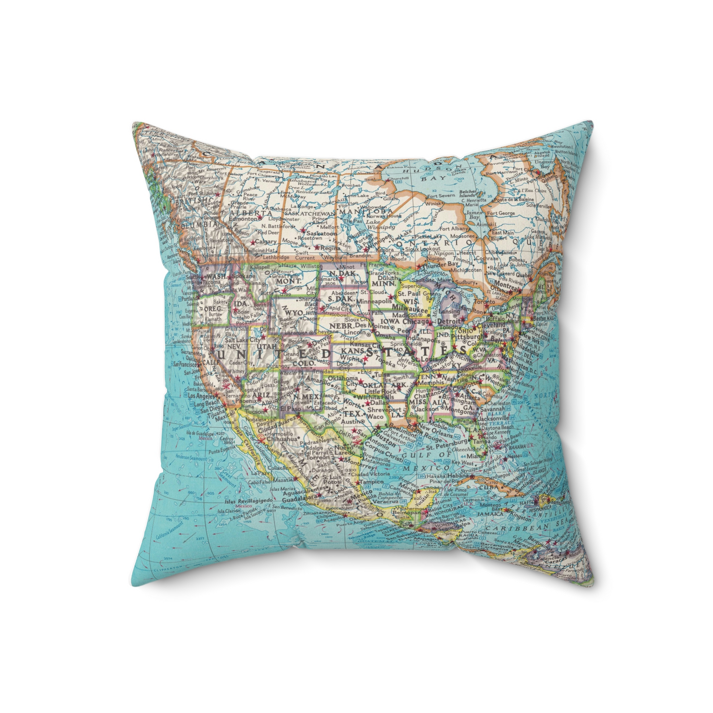 United States vintage map pillow