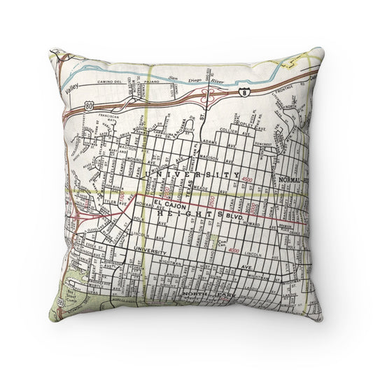 University Heights San Diego vintage map pillow