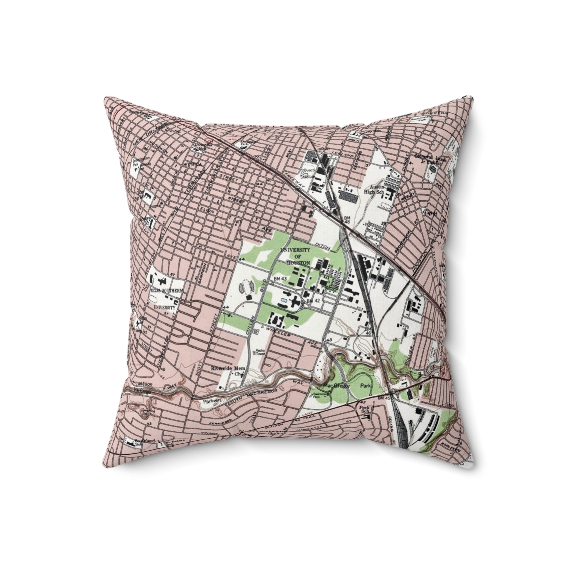 University of Houston vintage map pillow