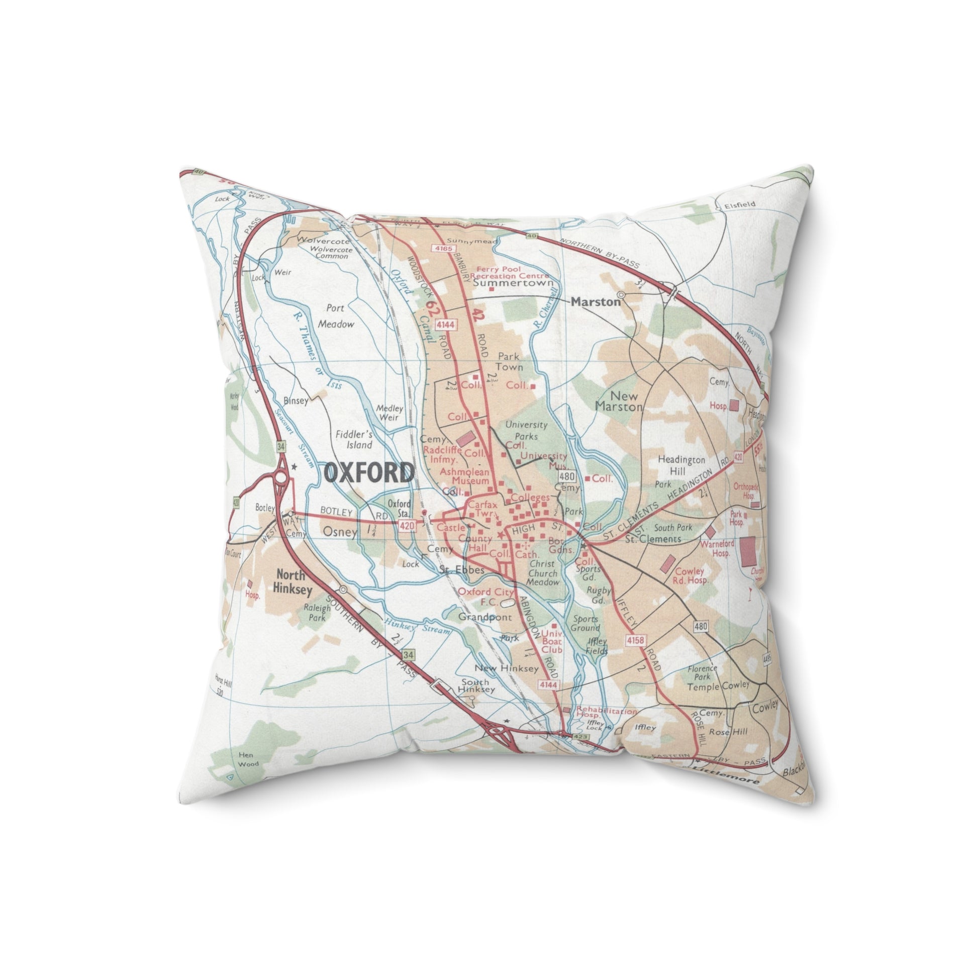 University of Oxford vintage map pillow
