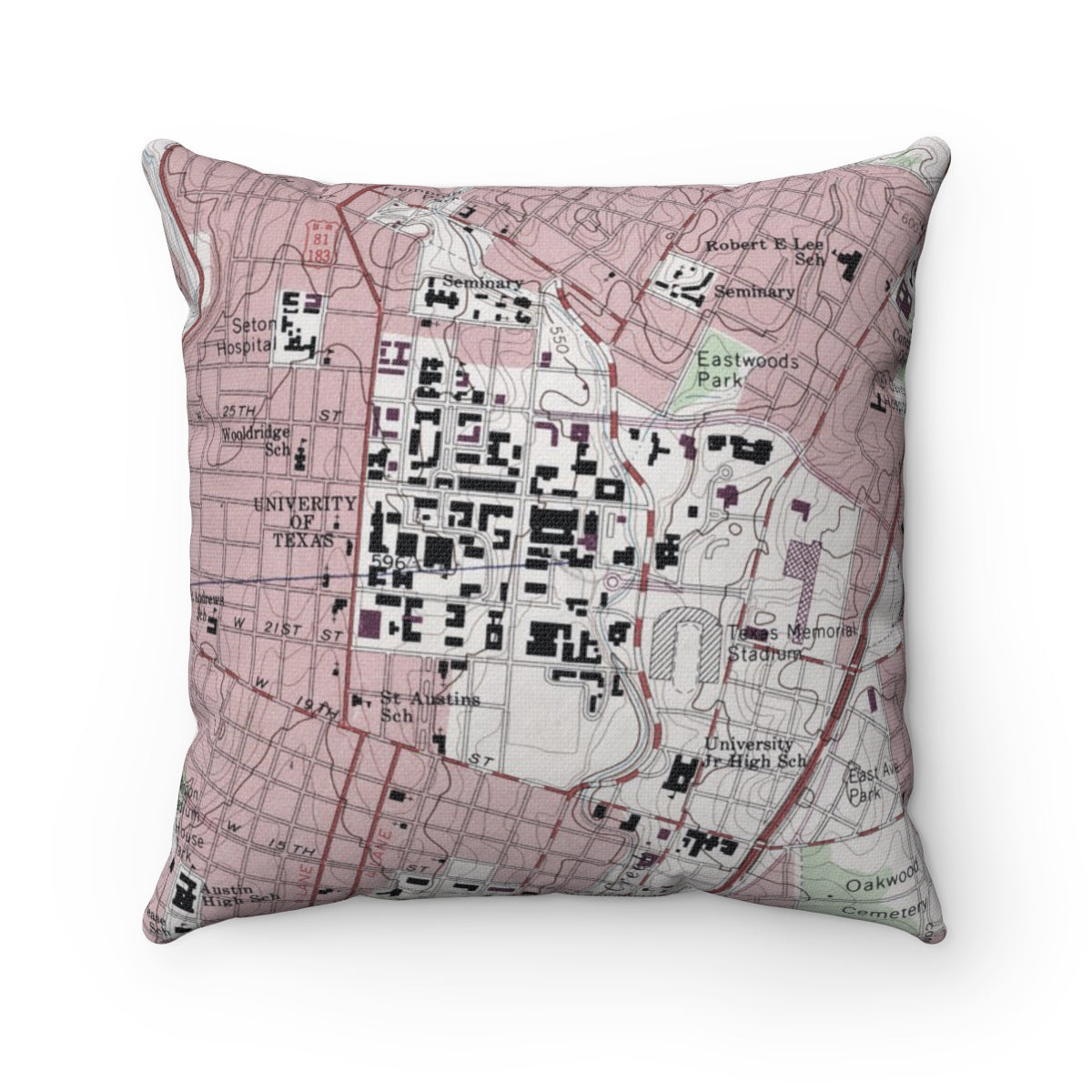 University of Texas vintage map pillow