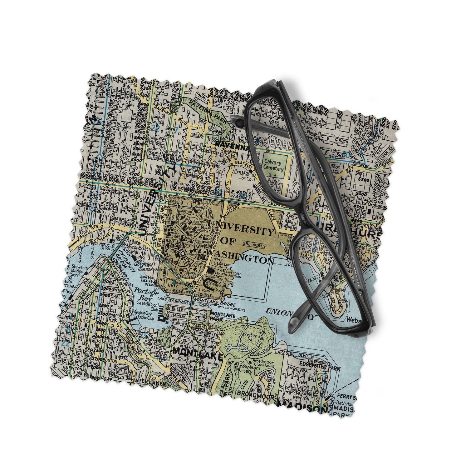 University of Washington Map Lens Cloth | Microfiber Glasses Cleaner | Travel Gift