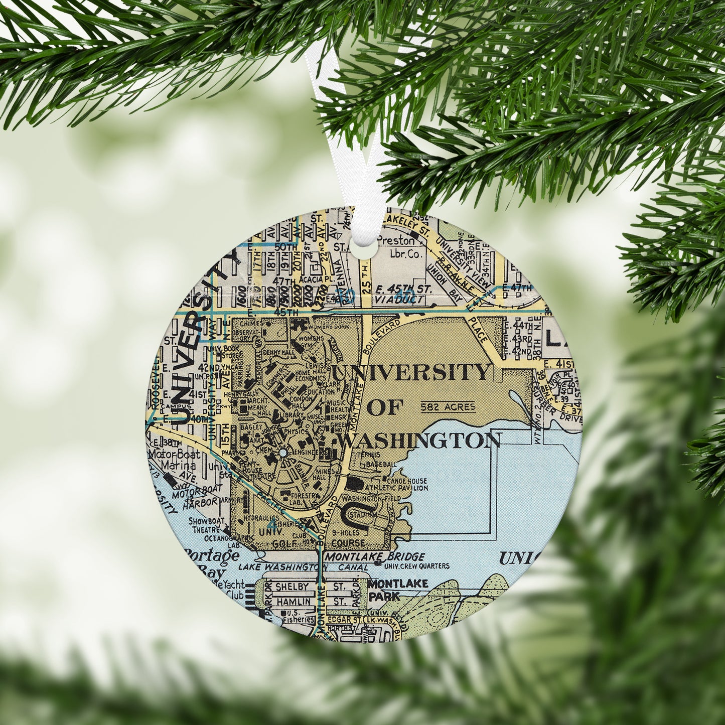 University of Washington Vintage Map Ornament