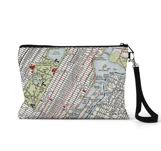 Upper East Side New York map wristlet travel pouch