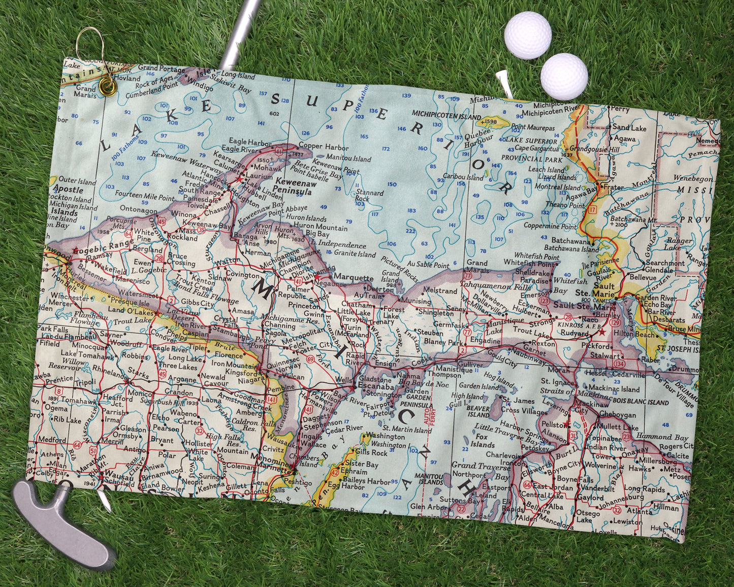 Upper Peninsula Michigan golf towel primary image