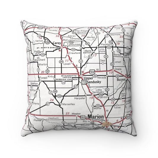 Upper Sandusky Ohio vintage map pillow
