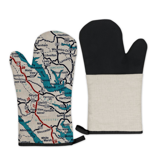 Urbanna, Virginia vintage map oven mitt