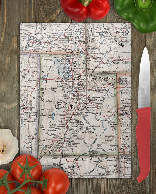 Utah Map Cutting Board | Travel Gift | Kitchen Decor