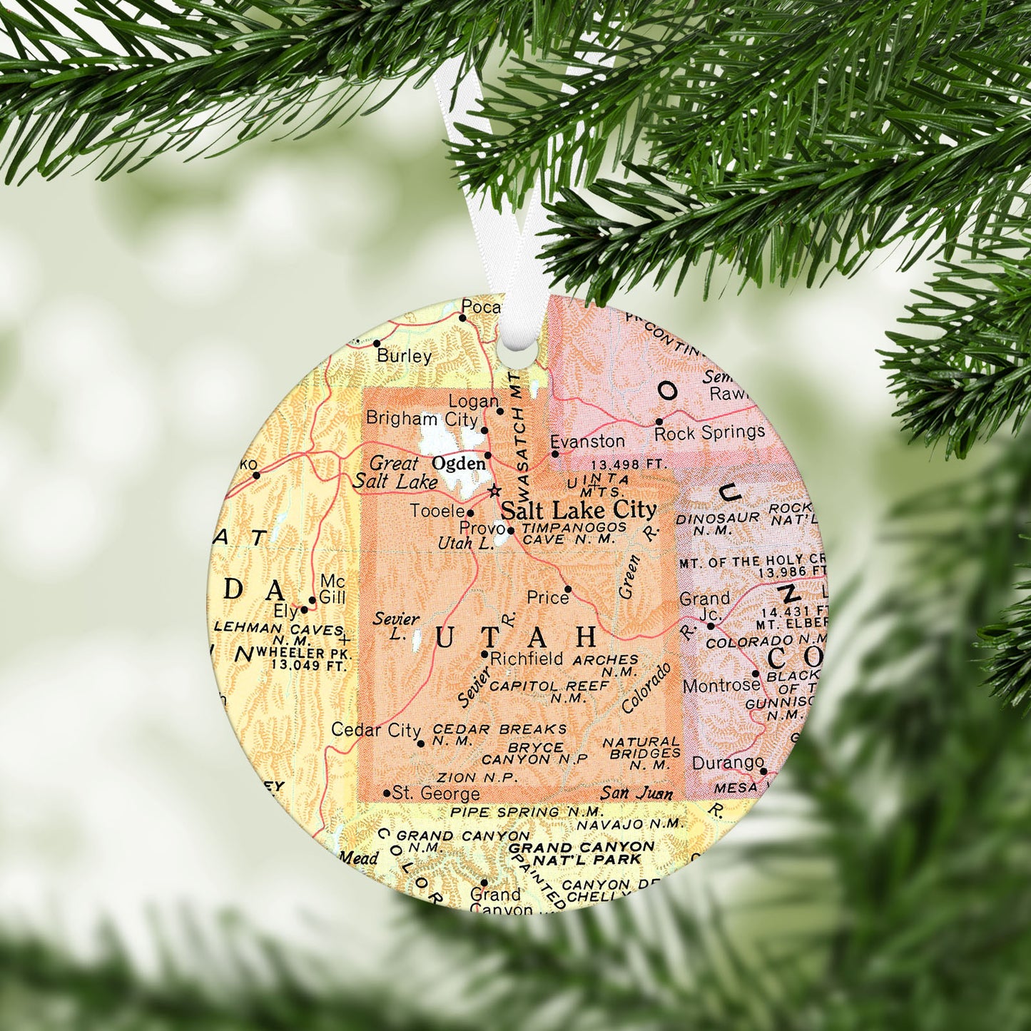 Utah Vintage Map Ornament