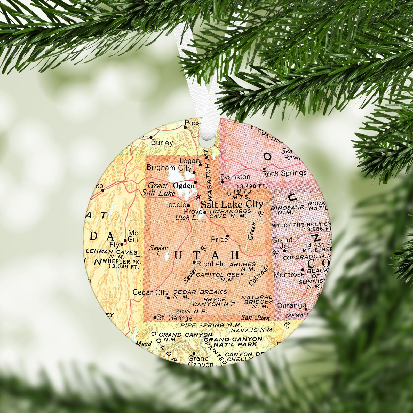 Utah Vintage Map Ornament