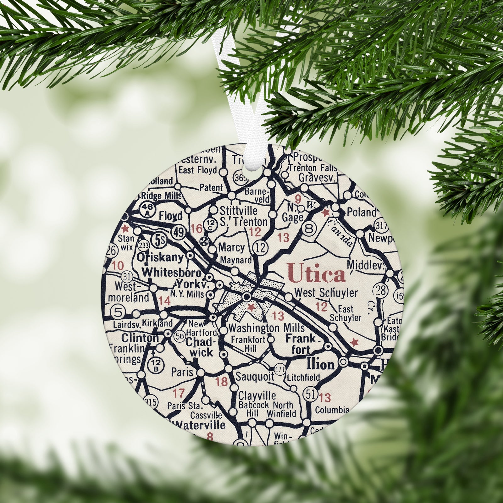 Utica New York Vintage Map Ornament