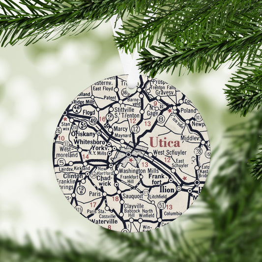 Utica New York Vintage Map Ornament
