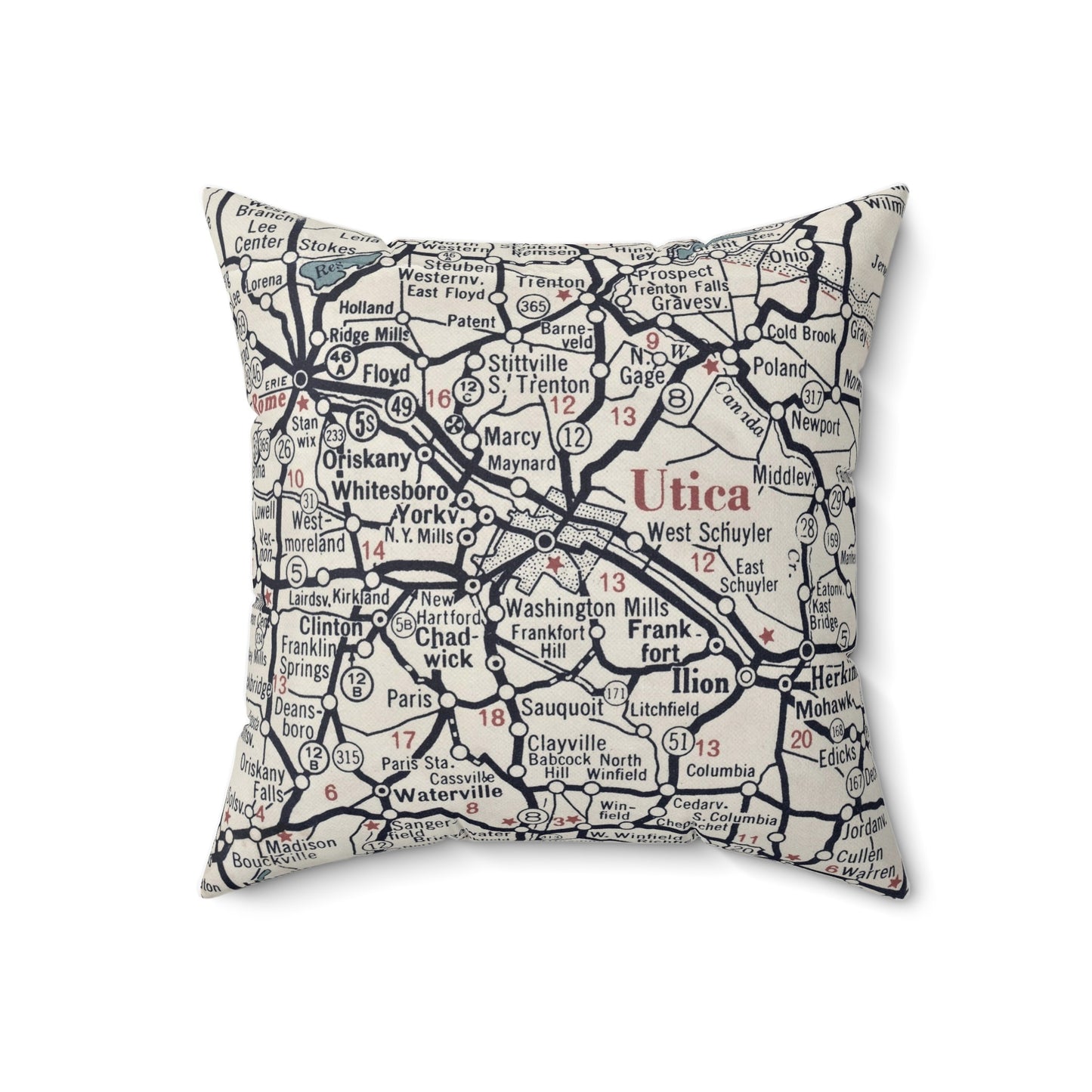 Utica New York vintage map pillow