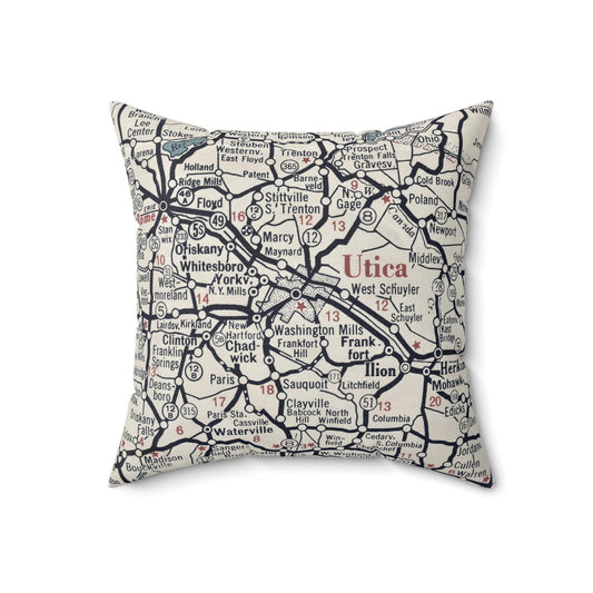 Utica New York vintage map pillow