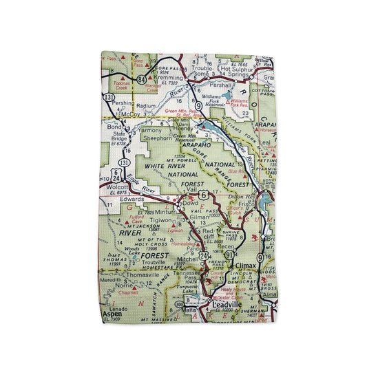 Vail Colorado Kitchen Towel – Ski Town Map Dish Towel, Rocky Mountain Kitchen Gift, Vail Colorado Gift, Travel-Inspired Kitchen Decor