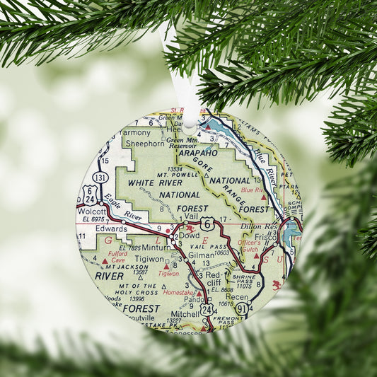 Vail Colorado Vintage Map Ornament