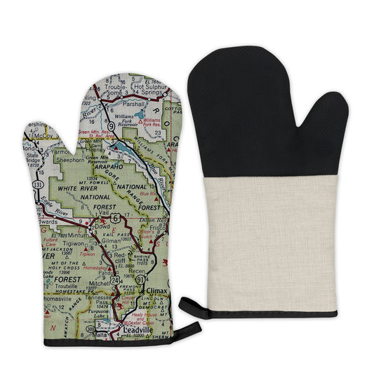 Vail Colorado Oven Mitt – Ski Town Map Kitchen Gift, Rocky Mountain Cooking Accessory, Vail Colorado Gift, Travel-Inspired Kitchen Decor