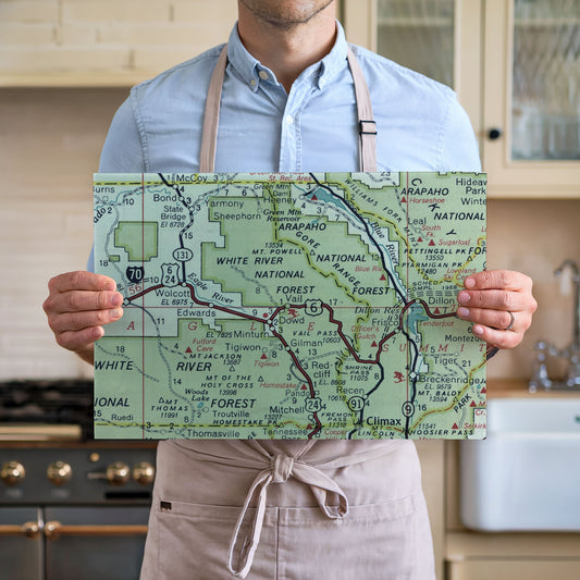 Vail Colorado Cutting Board – Ski Town Map Glass Cutting Board, Rocky Mountain Kitchen Gift, Vail Colorado Gift, Travel-Inspired Kitchen Decor