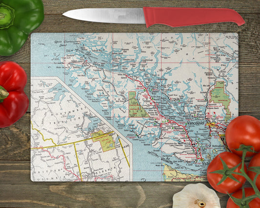 Vancouver Island Map Cutting Board | Travel Gift | Kitchen Decor