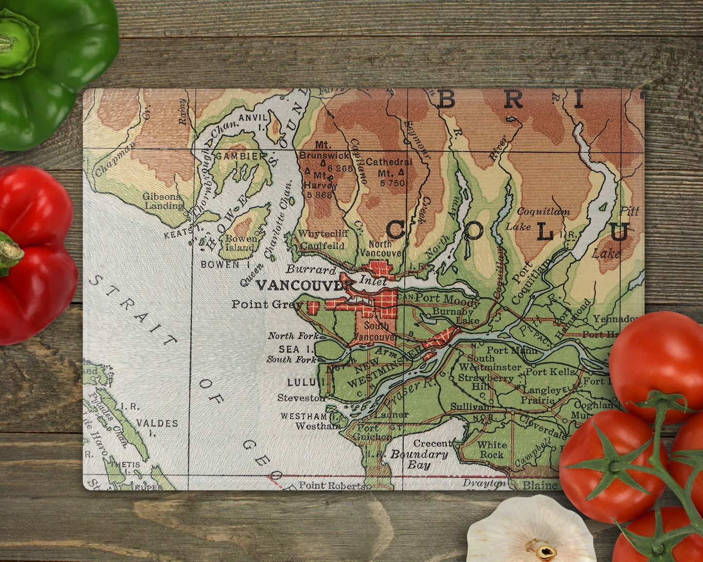 Vancouver Map Cutting Board | Travel Gift | Kitchen Decor