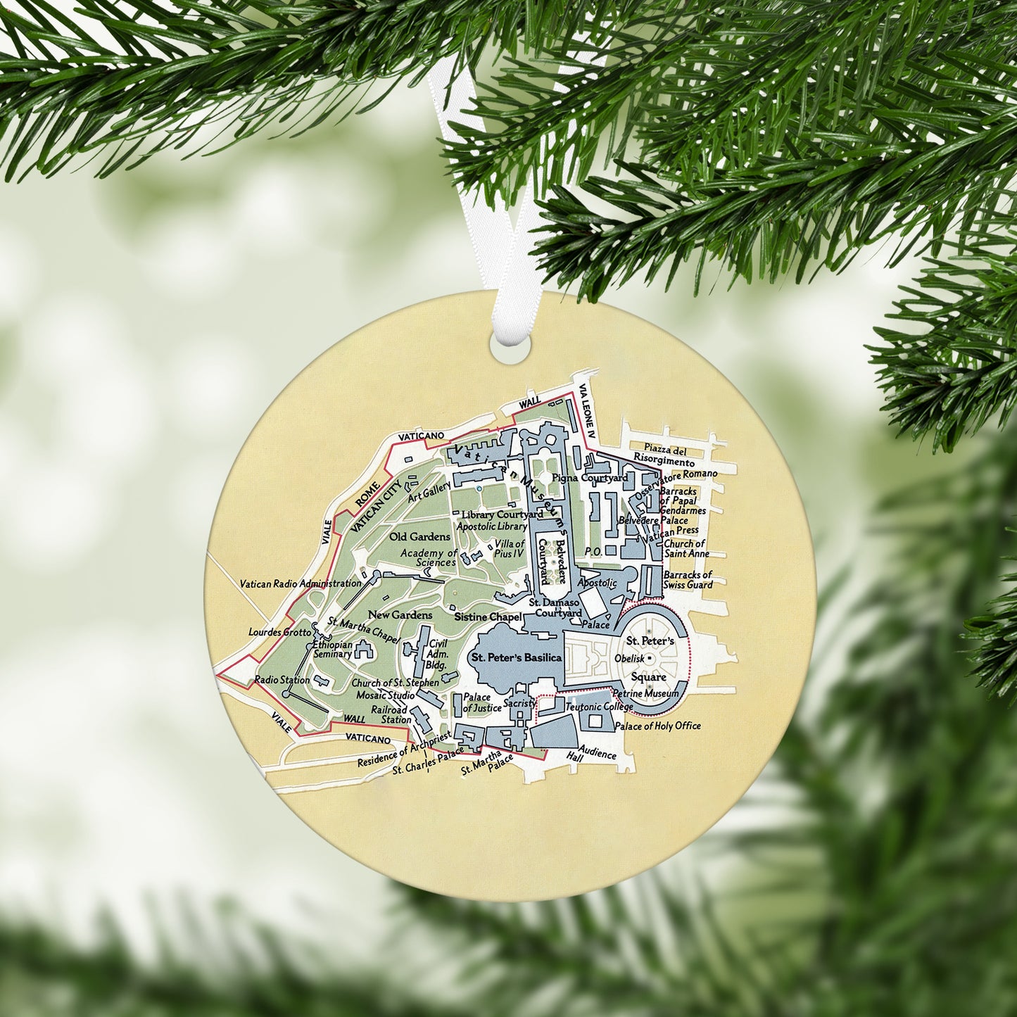 Vatican City Vintage Map Ornament