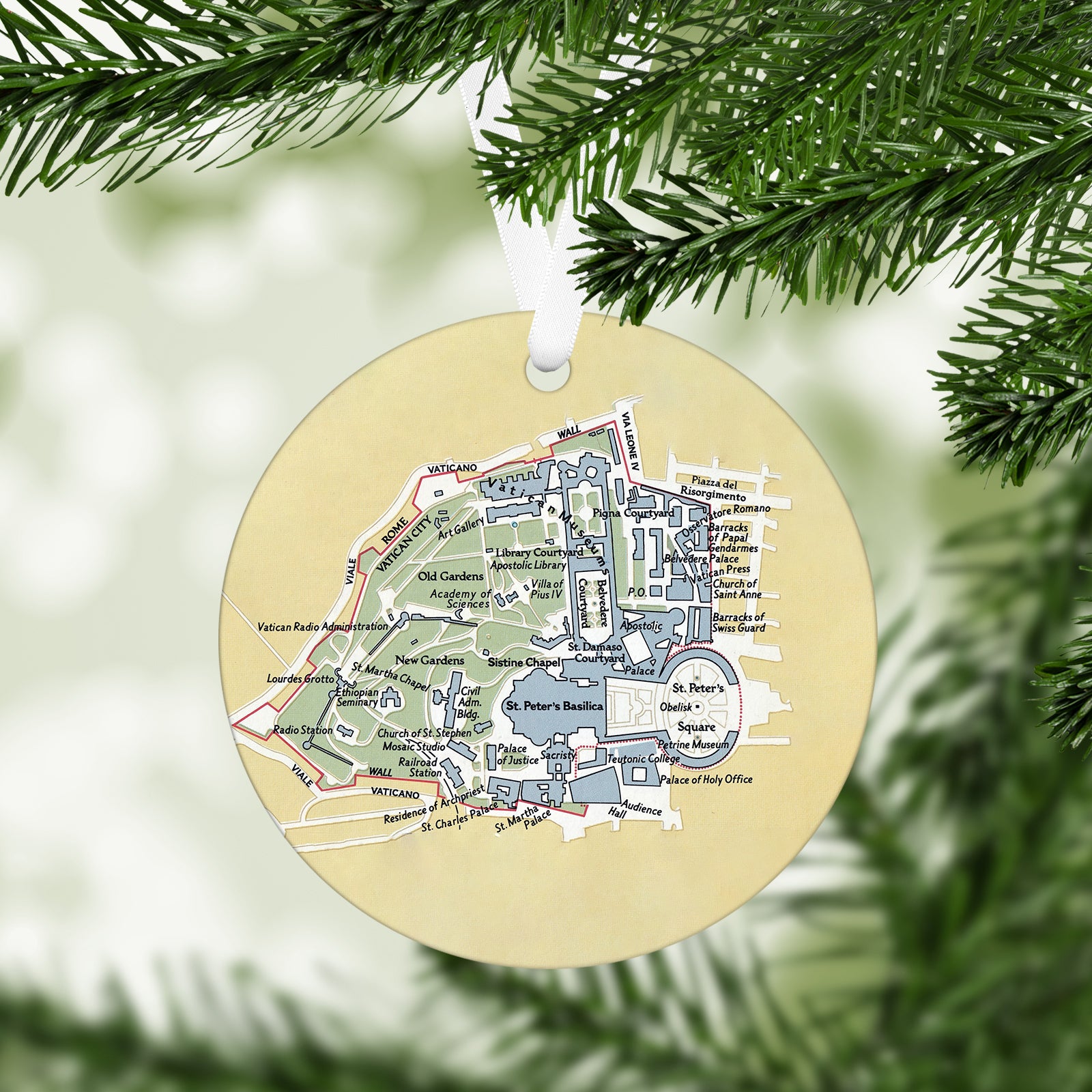 Vatican City Vintage Map Ornament