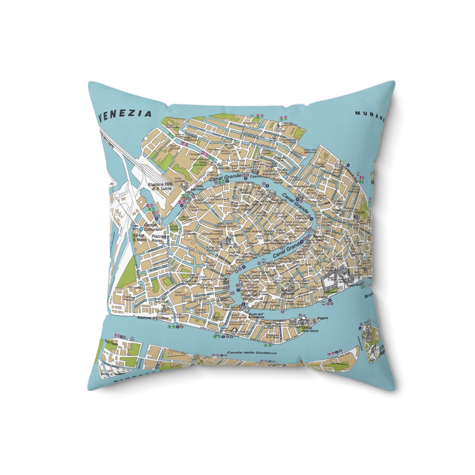 Venice Italy vintage map pillow