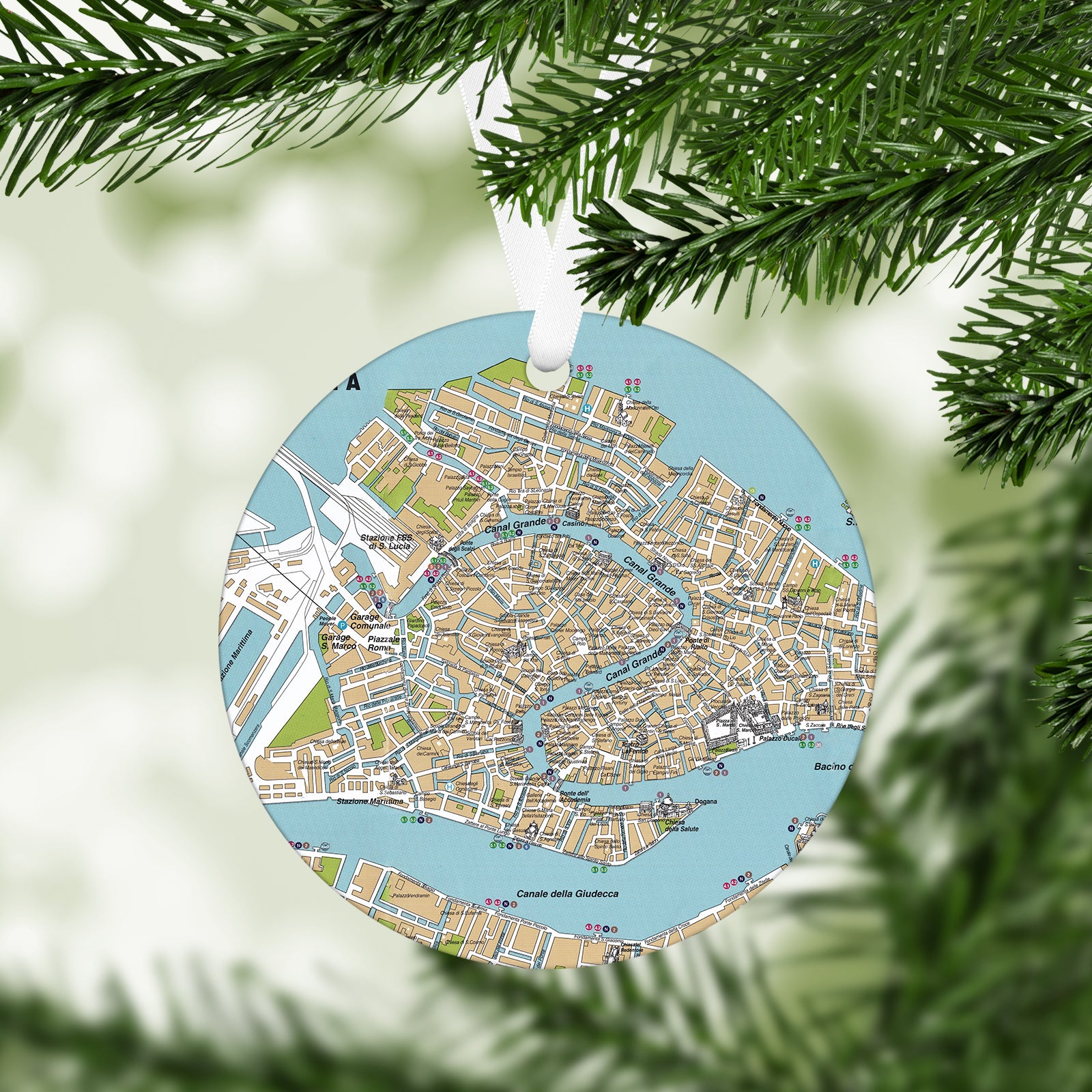 Venice Italy Vintage Map Ornament