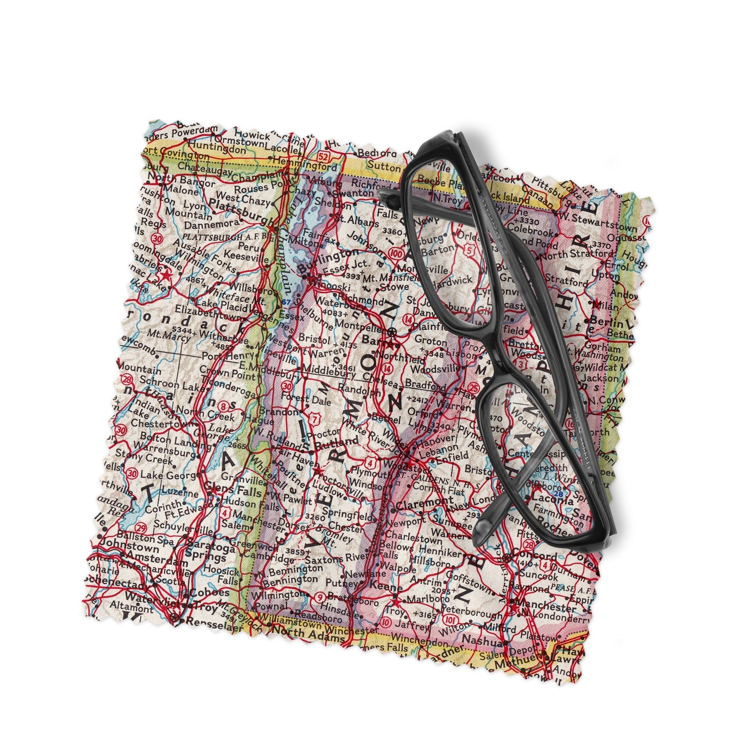 Vermont Map Lens Cloth | Microfiber Glasses Cleaner | Travel Gift
