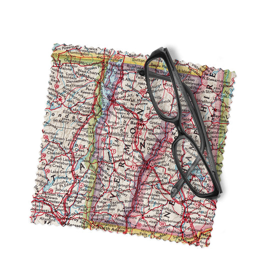 Vermont Map Lens Cloth | Microfiber Glasses Cleaner | Travel Gift