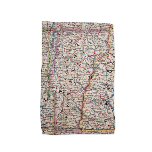 Vermont Map Kitchen Towel | Vintage Vermont Waffle Weave Tea Towel | New England Kitchen Decor