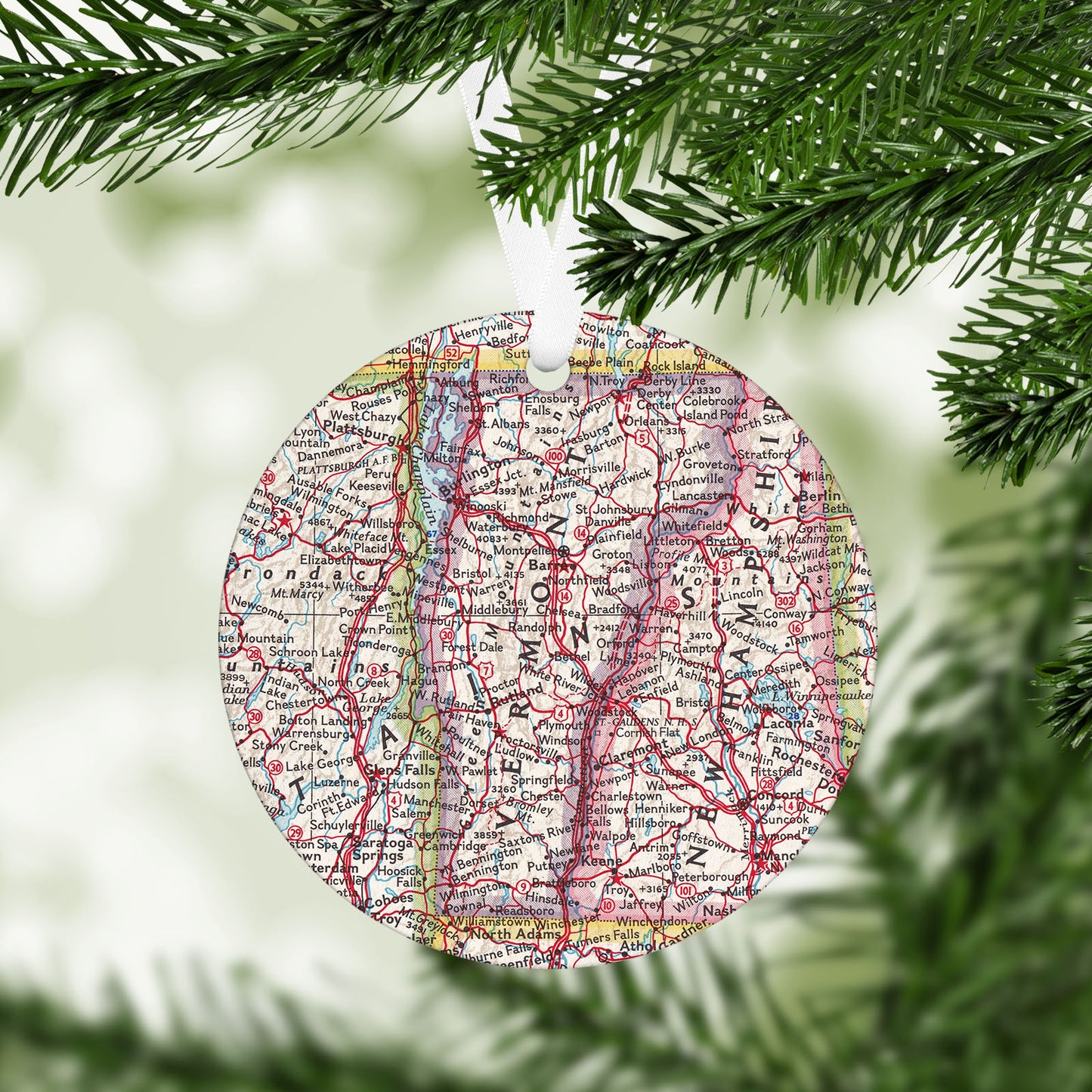 Vermont Vintage Map Ornament