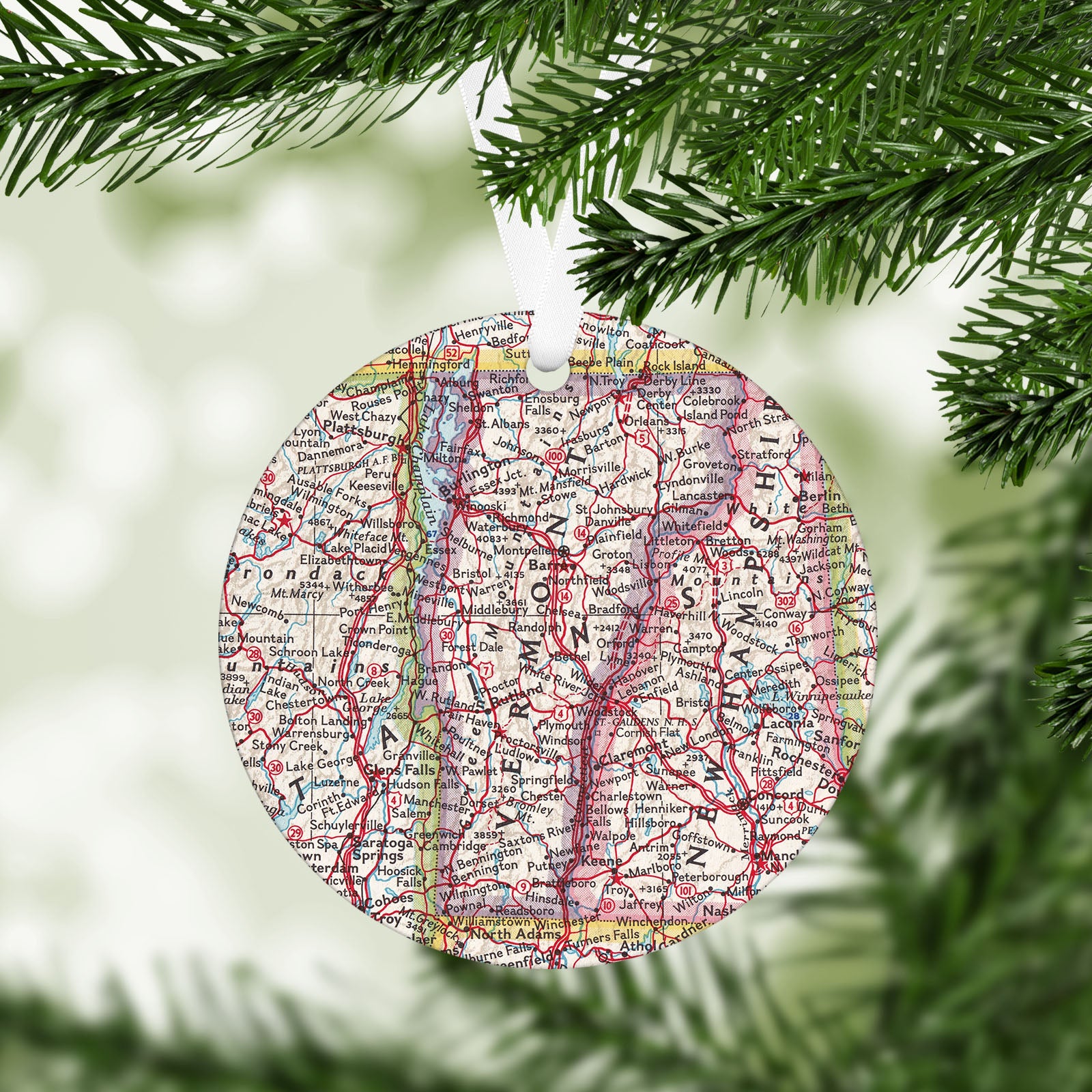 Vermont Vintage Map Ornament