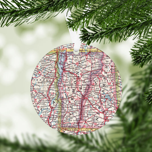 Vermont Vintage Map Ornament